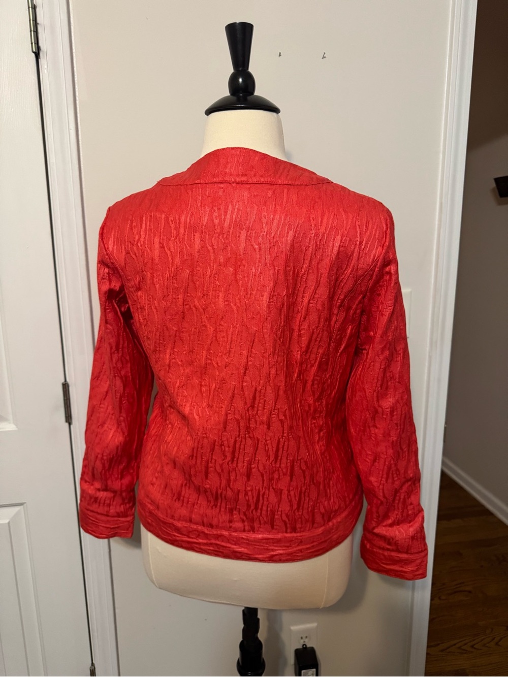 Chico's Vibrant Red/Coral Textured Button Jacket - Picture 5 of 6